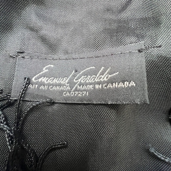 Scarf Emanuel Geraldo Velvet Black Pink Purple Shimmering Fringe Made in Canada - Picture 6 of 6